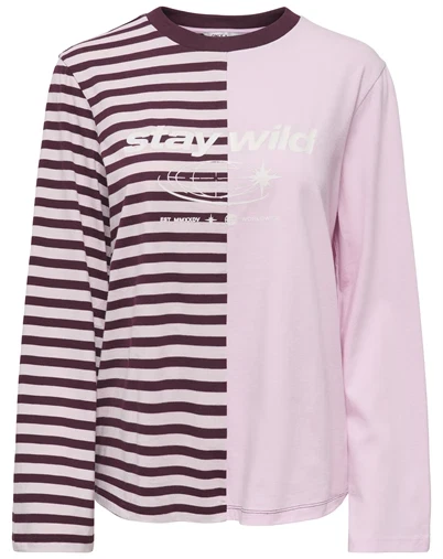 Only - ONLAva L/S Half Striped T-Shirt - Chalk Pink
